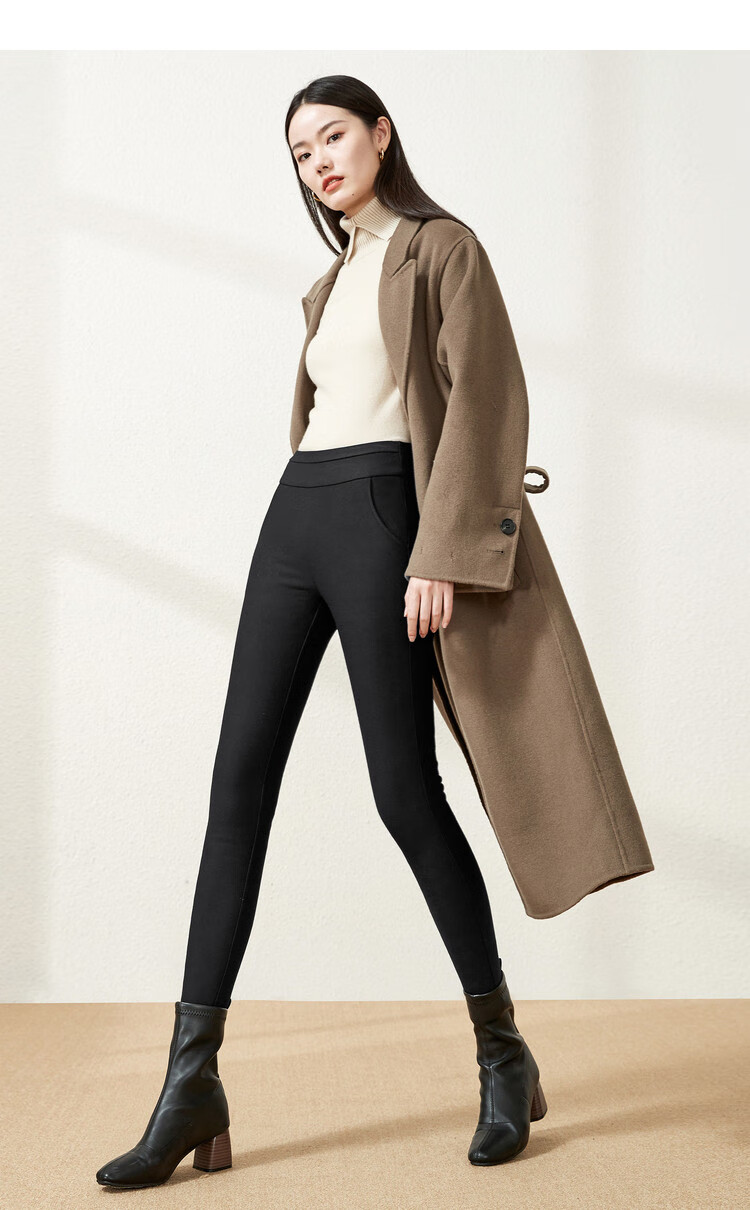 逸阳esey2021冬新品高腰休闲裤女铅笔裤女保暖羊毛打底小脚裤女裤子女