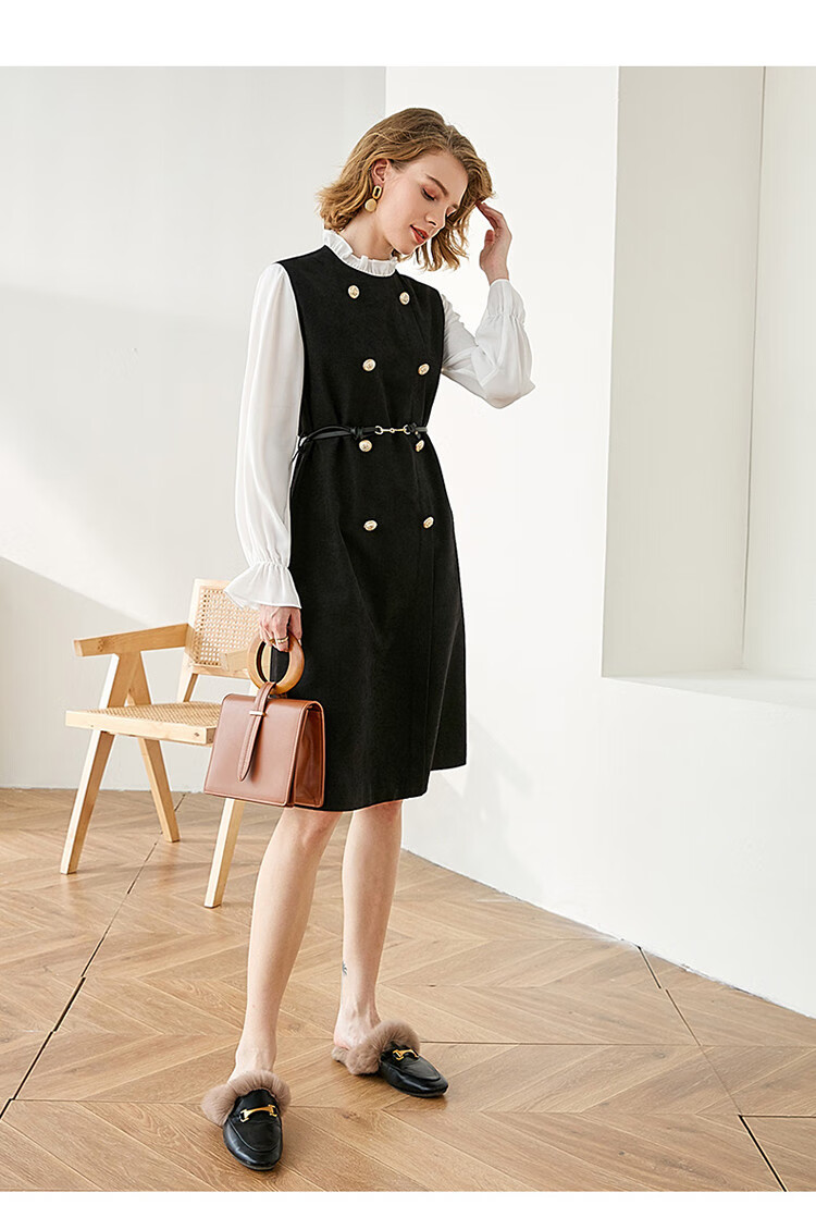 凡琴fan qin 法式宫廷风 2020秋新款连衣裙小立领拼接女士裙子时尚ol