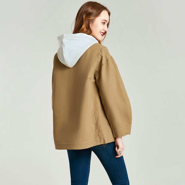 havva 可拆卸风帽luxury高品质抬升内涵短款风衣外套女士 黑色 m