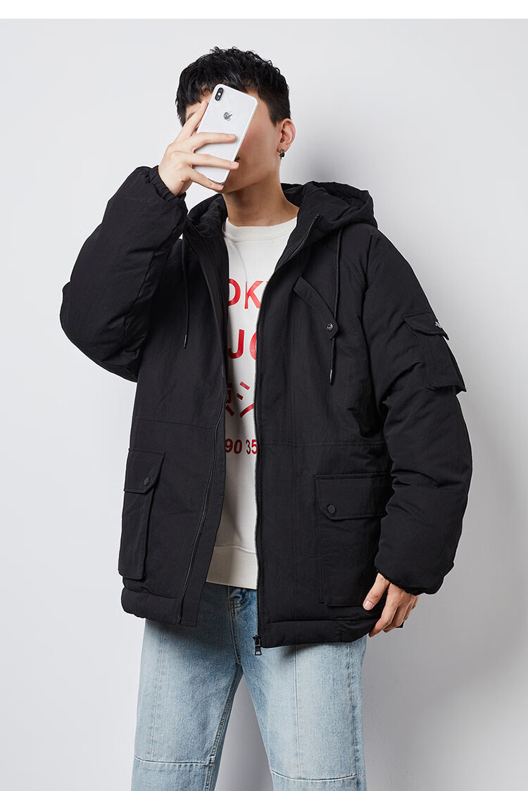 唐狮tonlion 男棉衣外套男士棉服男多口袋连帽夹克棉衣男棉袄男款休闲