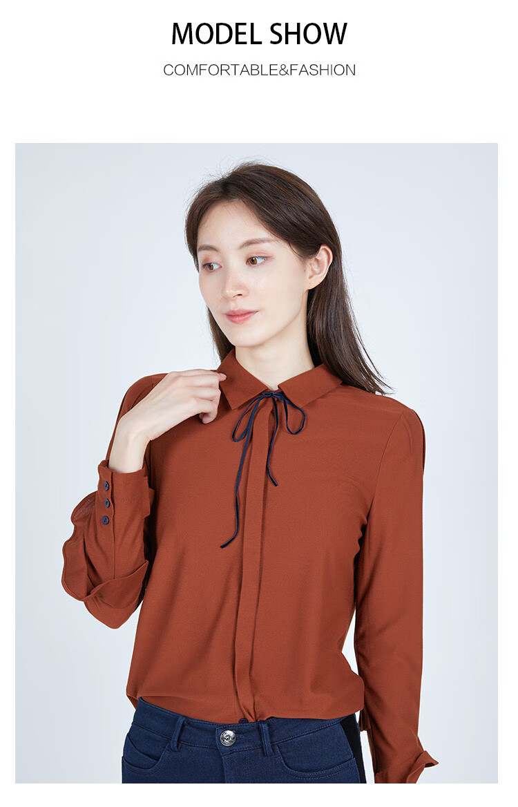 敦奴dunnu2020年春季新品时尚纯色花边百搭衬衫上衣女0l