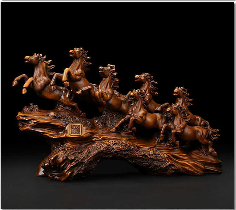 中麒 八骏雄风马摆件工艺品 开业礼品大摆件办公室客厅玄关装饰品招财