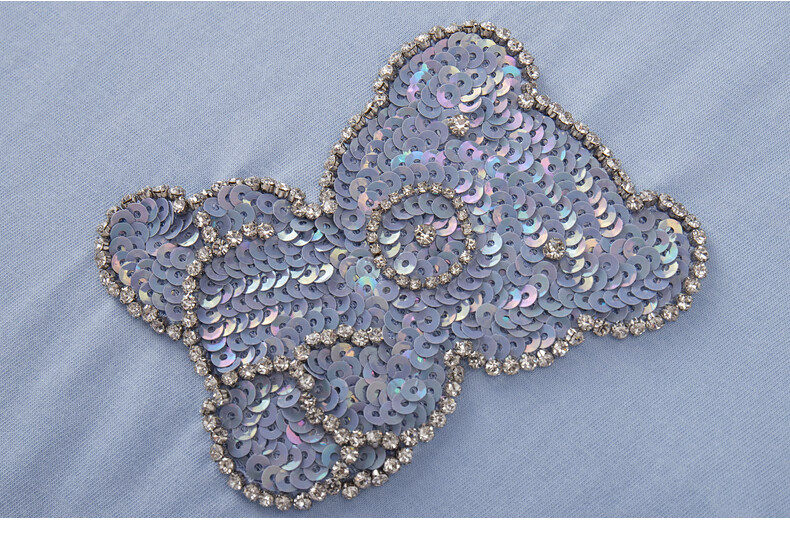 ellassay歌力思2022夏季新款钉珠图案设计短袖t恤女ewd332z201水粉蓝m