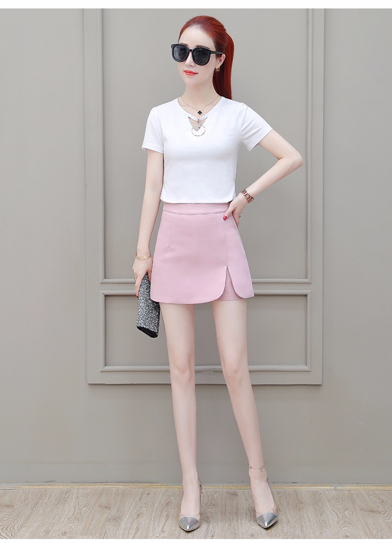 靓衫恋裙子2019半身裙女士裤裙a字百搭修身气质短裙女 黑色 xxl