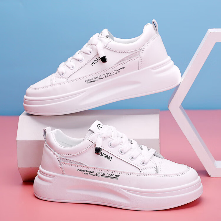 犸凯奴makino小白鞋女款秋季新品运动鞋女士轻便休闲鞋白色35