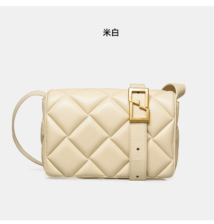 哥弟girdear女包2022春季新款菱格泡棉压线羊皮可调节单肩斜挎包女士