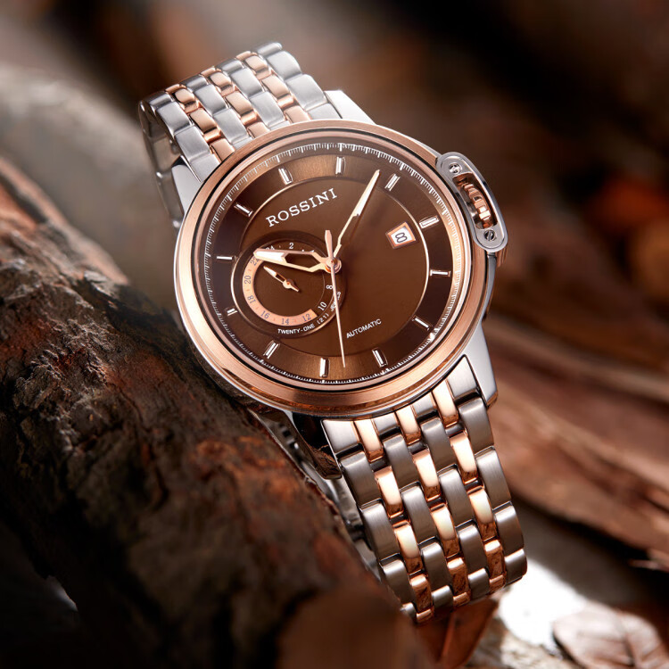 罗西尼rossini勋章系列时尚腕表24小时小盘日历勋章手表男士机械