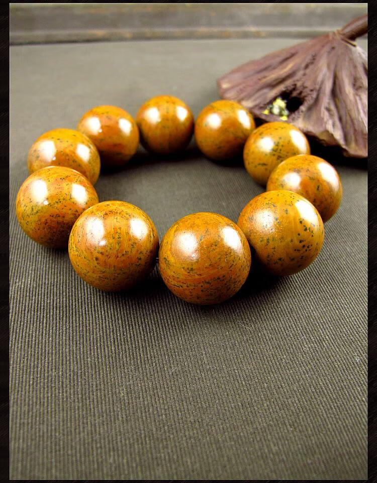 万宗金黄色25mm泗滨砭石手链男天然泗水砭石手串男款手盘珠