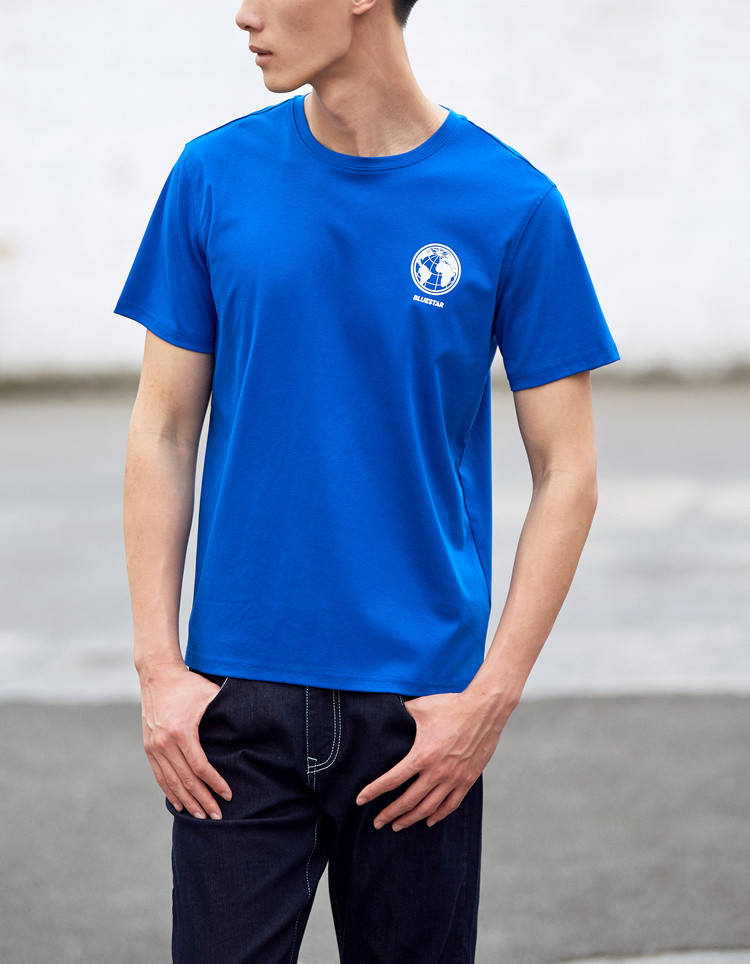 棉先生 【液氨系列】夏季丝光匹马棉环保元素情侣印花男女同款短袖t恤