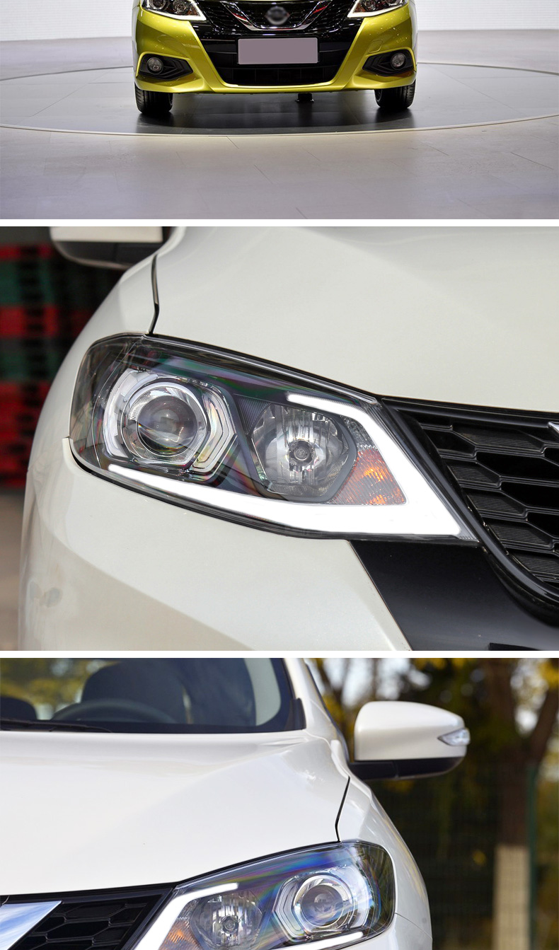 新骐达大灯总成适用于1617日产骐达led大灯改装透镜日行灯高配款海5版