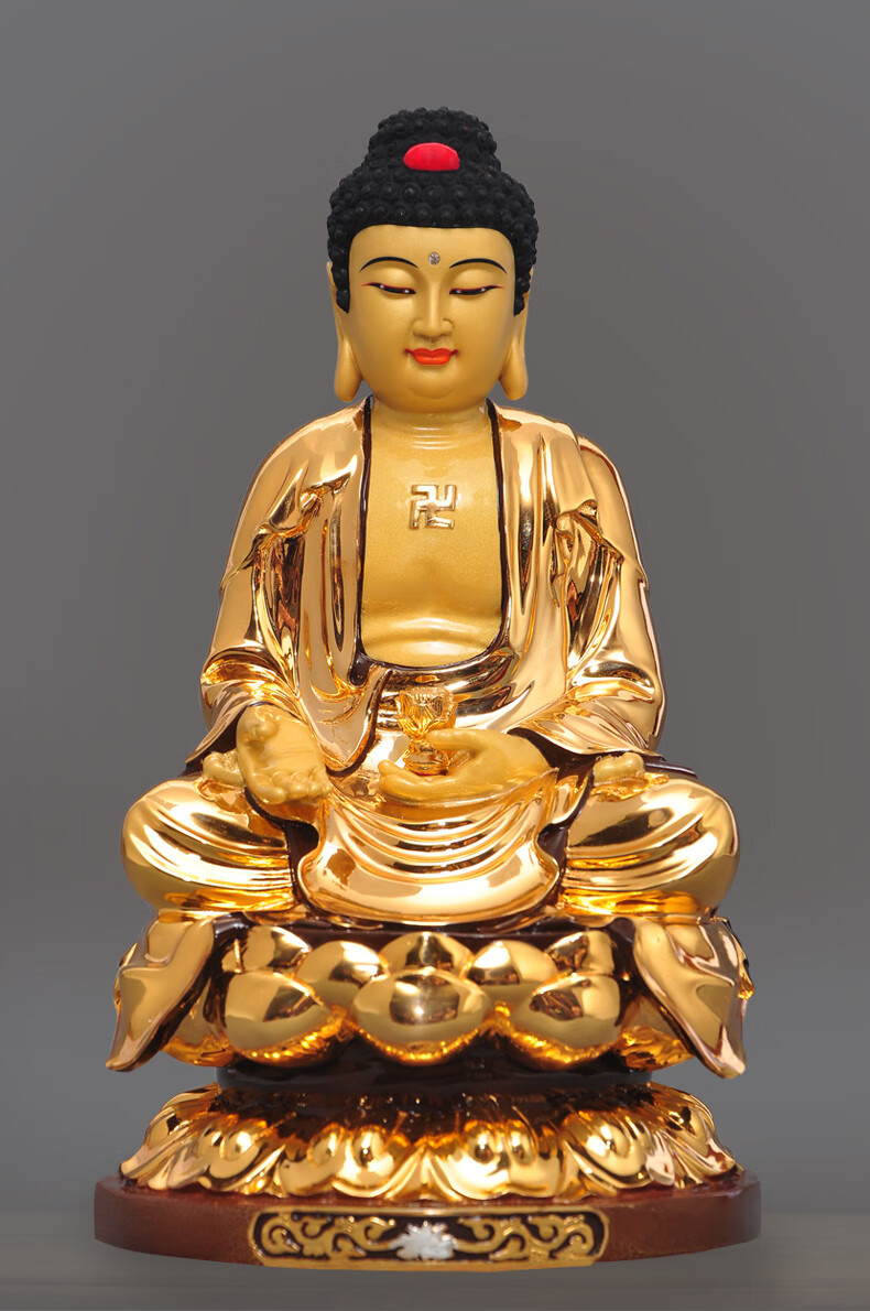台湾全铜24k金大势至阿弥陀佛观音菩萨佛像供奉西方三圣佛像摆件12寸