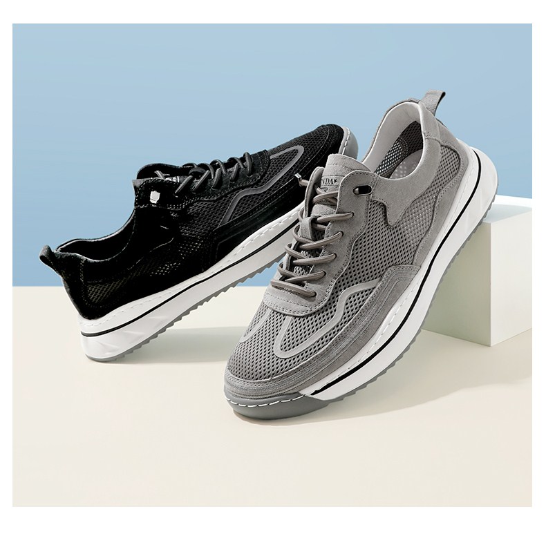 森达夏季新款网面透气运动风跑步男休闲鞋z0321bm1灰色39