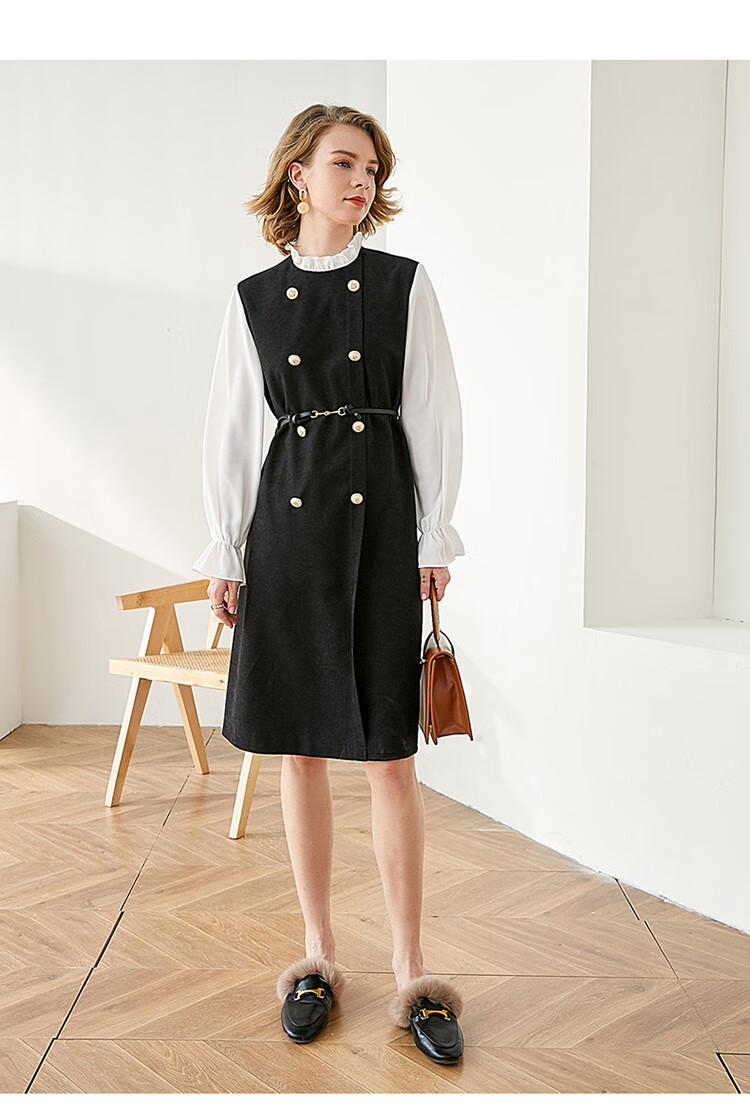 凡琴fan qin 法式宫廷风 2020秋新款连衣裙小立领拼接女士裙子时尚ol