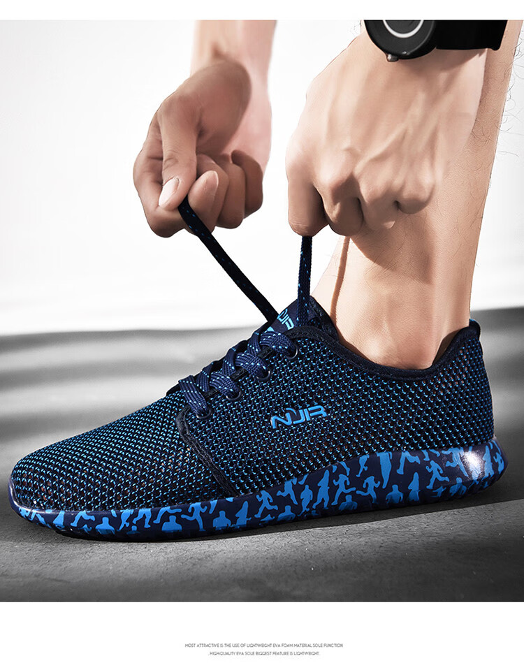 南极人nan ji ren 2020镂空网面透气轻便舒适时尚百搭撞色板鞋男士