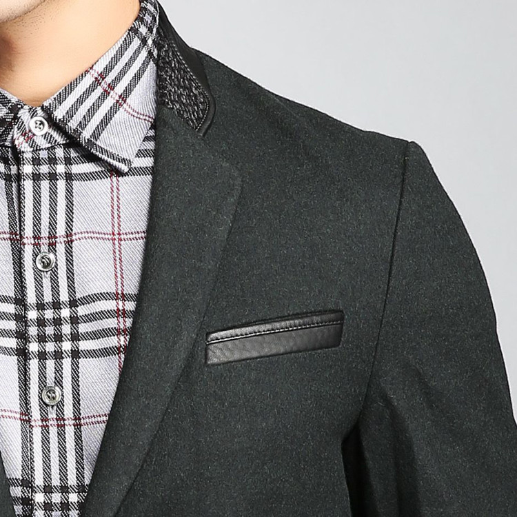 迪赛deicae时尚2020新款优质羊毛商务时尚拼皮领男士休闲单西男士西服