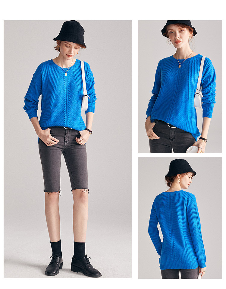 帕罗paluopo 100%山羊绒2020新品绞花宽松纯色加长百搭简约风女式羊绒