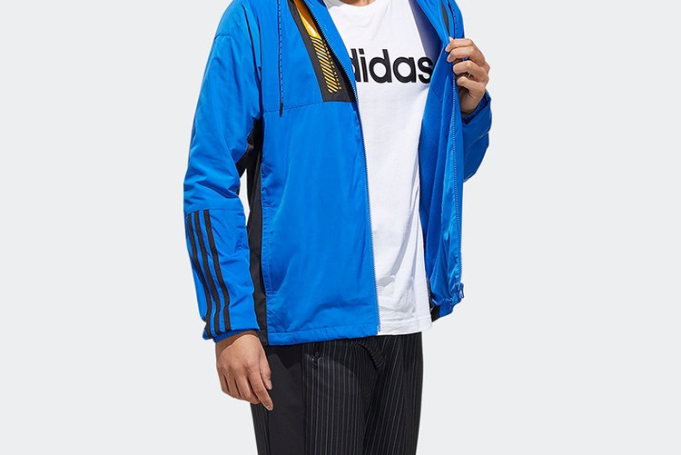 adidas neo 王者荣耀凯联名款男款时尚舒适透气防风运动外套夹克 蓝色