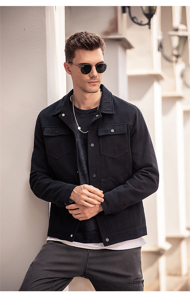 英爵伦enjeolon 潮牌2020秋冬新款休闲夹克男简约纯棉翻领工装外套