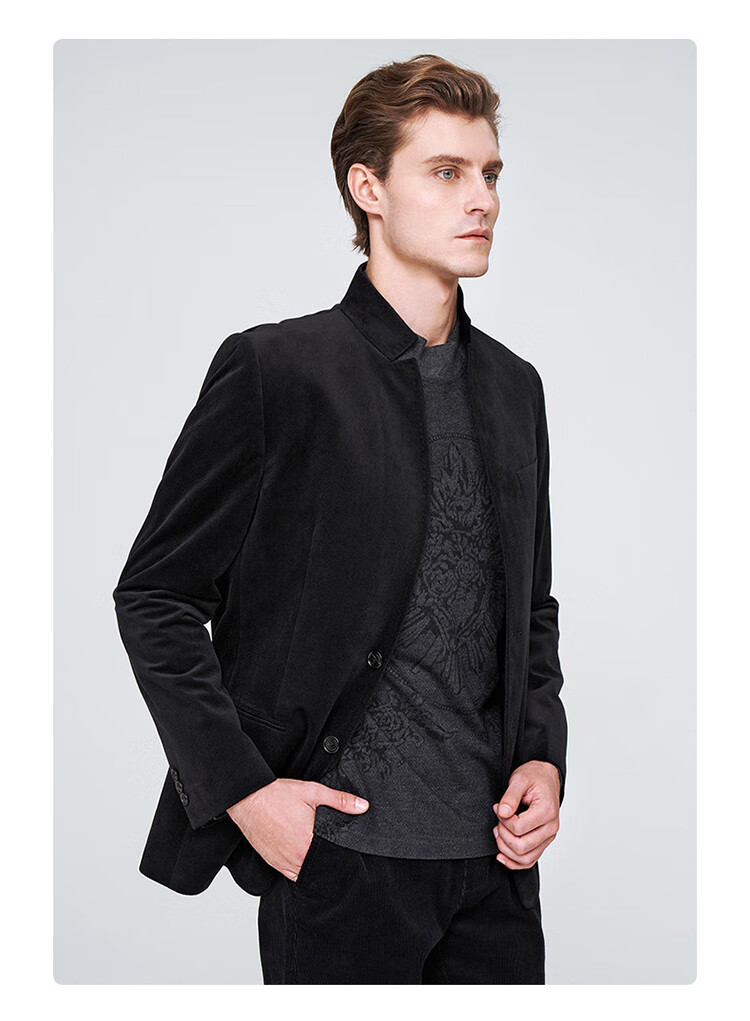 2020新款休闲商务通勤立领绅士西装男 黑色 m【图片 价格 品牌 报价】