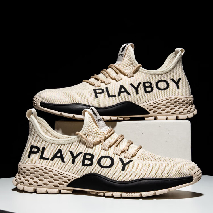 花花公子playboy 2021新款潮流网面运动鞋椰子鞋轻便休闲鞋透气飞织