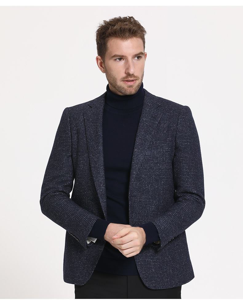 judger庄吉男装西服商务休闲时尚男单西 两粒扣羊毛格纹便西装 中年