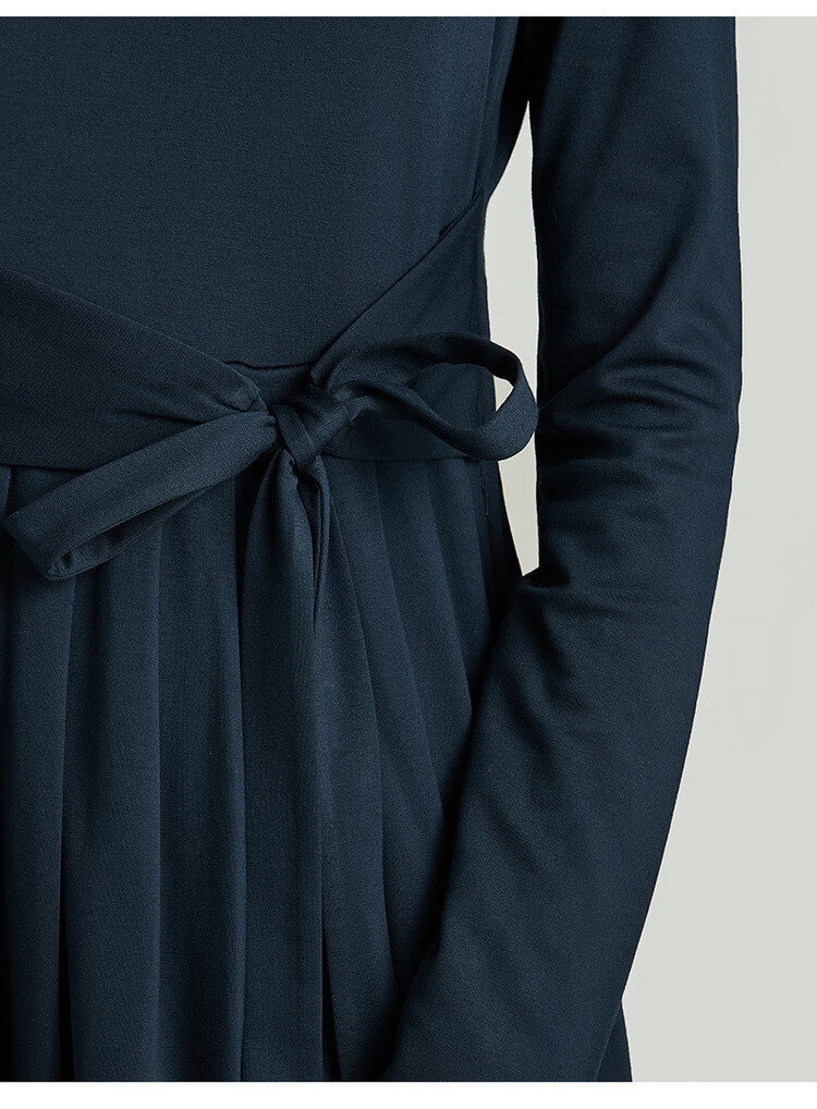 havva 第勒尼安tyrrhenian系列tucker塔克褶长袖连衣裙 蓝色 s