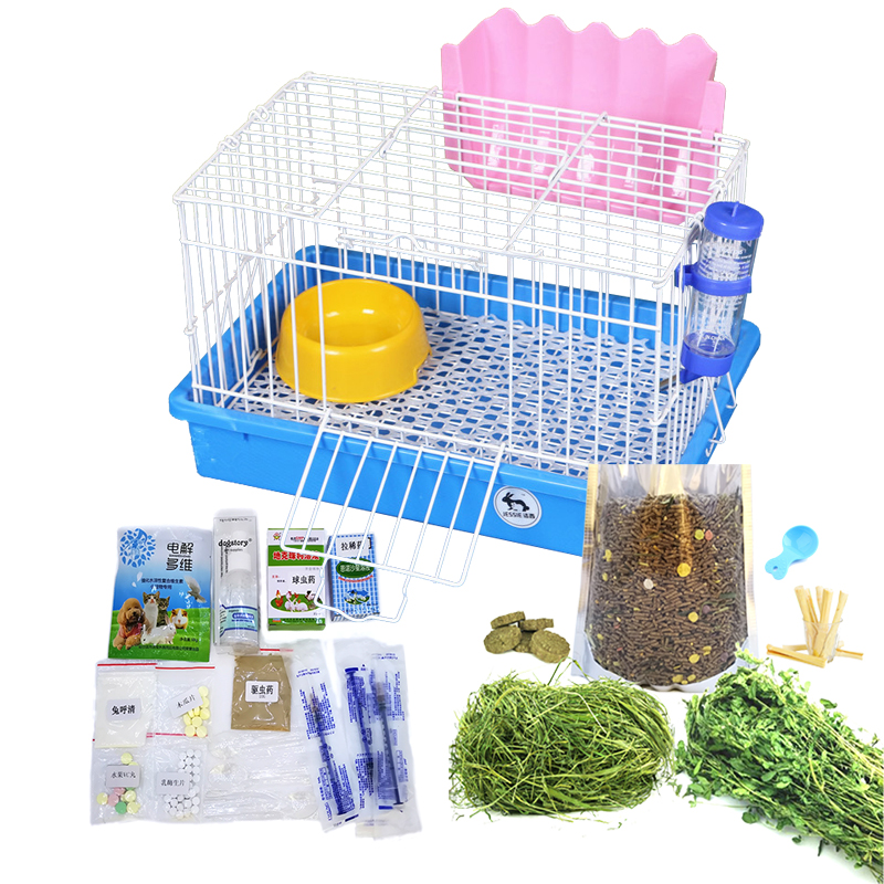 兔子用品套餐 兔活体笼子 新手养兔子套餐 兔笼 草架 脚垫 厕所 水壶