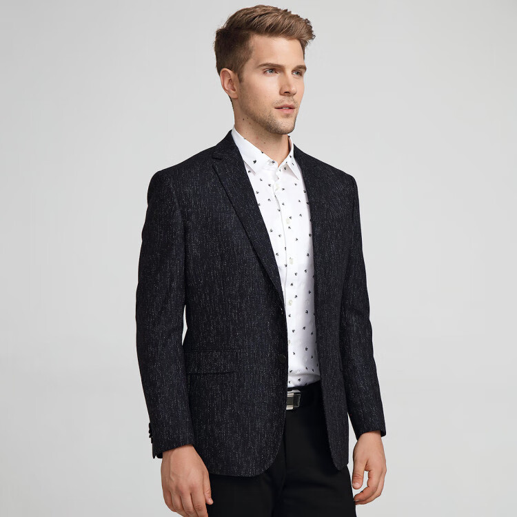 迪赛deicae 2020秋冬新款【羊毛混纺】休闲百搭时尚提花两粒纽男士