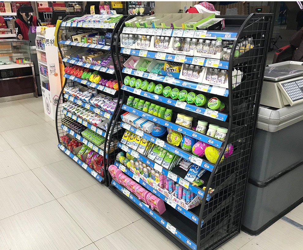 皇球超市口香糖货架展示架收银台前饮料架子便利店零食货架普通款白色