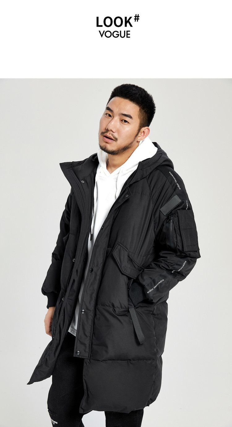 n-max 【清仓特惠】潮牌冬季街头风长款羽绒服加肥加大男士羽绒服中长