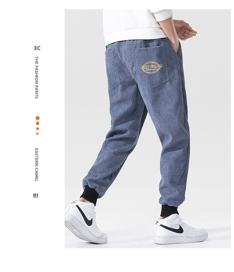 新款舒适灯芯绒保暖舒适运动工装裤子长裤男士休闲裤男裤 黑色 3xl