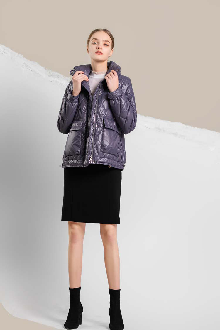 马天奴myteno 【秋冬新品】宽松翻领短款纯色简约时尚长袖女式羽绒服