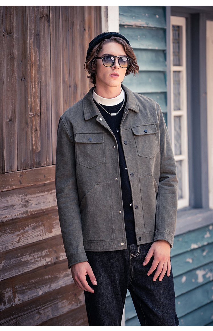 英爵伦enjeolon 潮牌2020秋冬新款休闲夹克男简约纯棉翻领工装外套