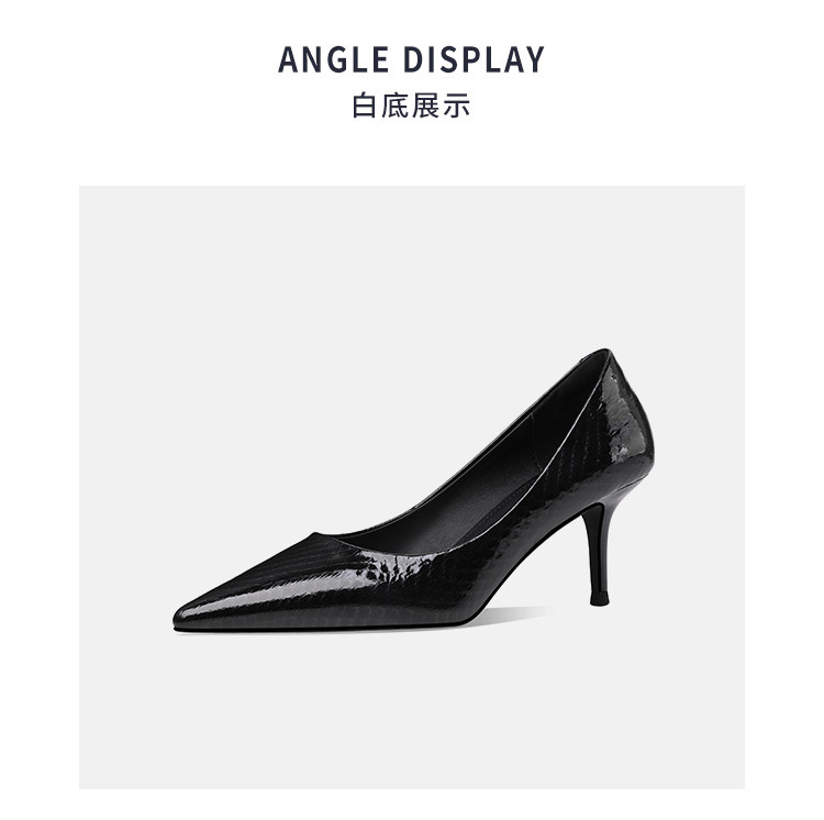 bosssunwen 2021春季新款女鞋单鞋真皮浅口尖头时尚百搭一脚蹬细跟