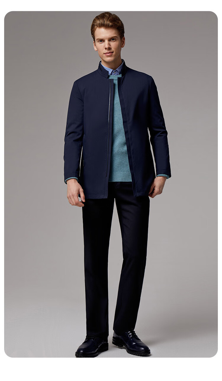 九牧王joeone 男装风衣男春秋新品中年男士商务休闲防风舒适纯色外套