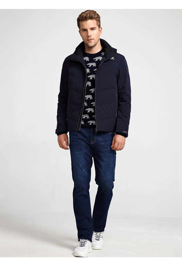 迪赛deicae 2020秋冬新品【89%白鸭绒】厚实时尚双拉链可拆卸帽男士