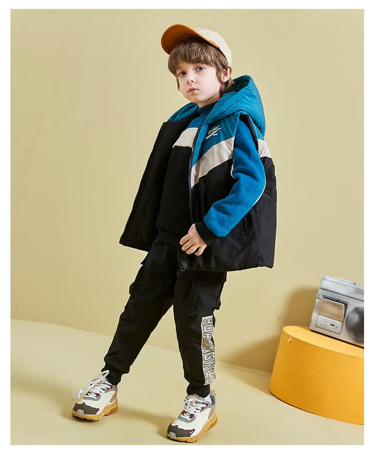 木木屋 童装男童秋冬装套装2020新款中大儿童男孩洋气加绒加厚三件套