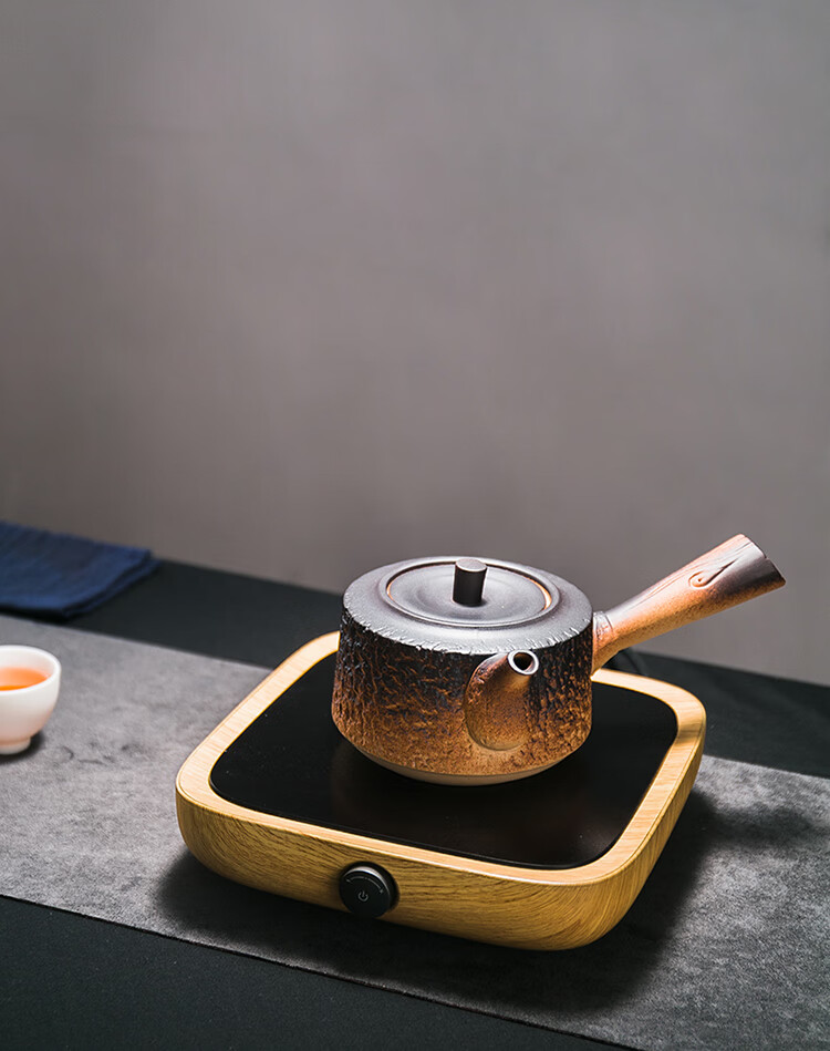 容山堂粗陶煮茶器陶壶三界电陶炉功夫茶具耐热烧水壶大号侧把茶壶 圆