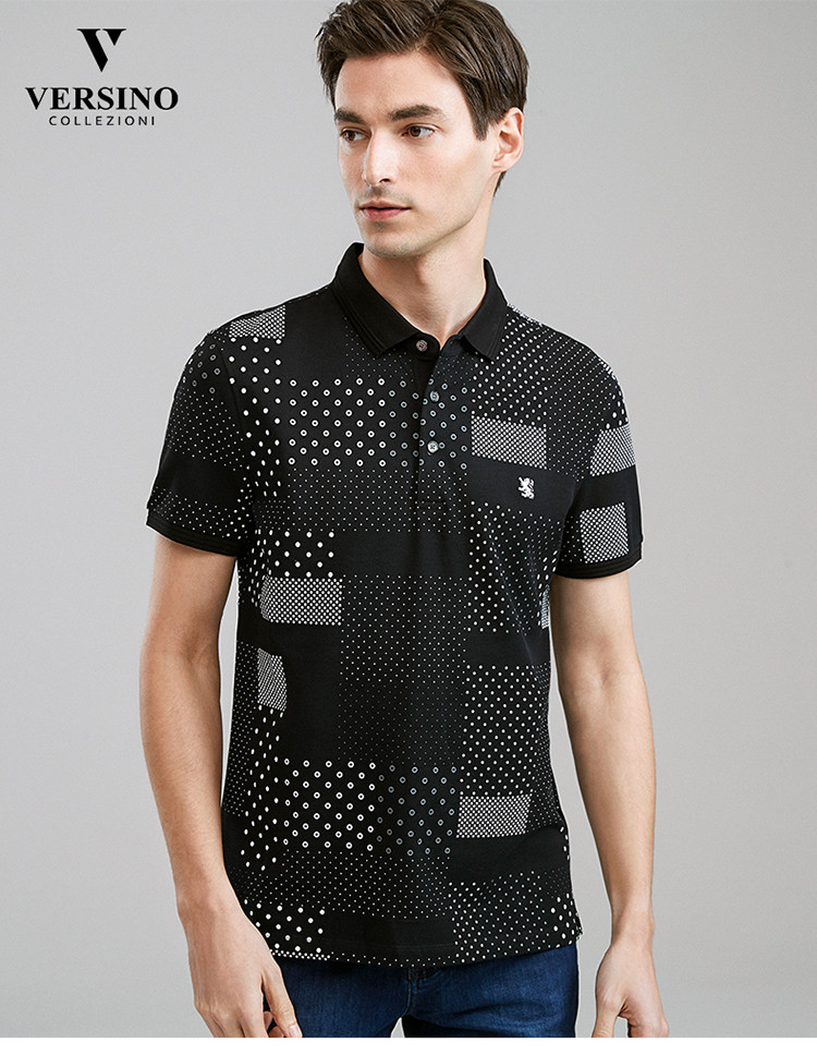 梵思诺versino 2020新款帅气时尚翻领休闲套头男式t恤 白色 50