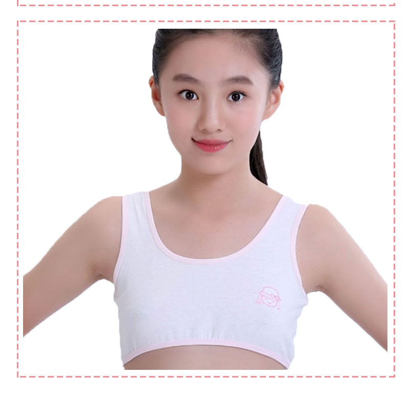 【3件装】女童内衣小背心纯棉 发育期白黑色吊带式9-12岁女孩学生文胸