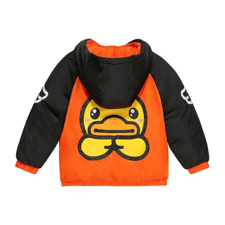 duck 小黄鸭春款外套新品时尚撞色防风加厚羽绒服男女童连帽羽绒服