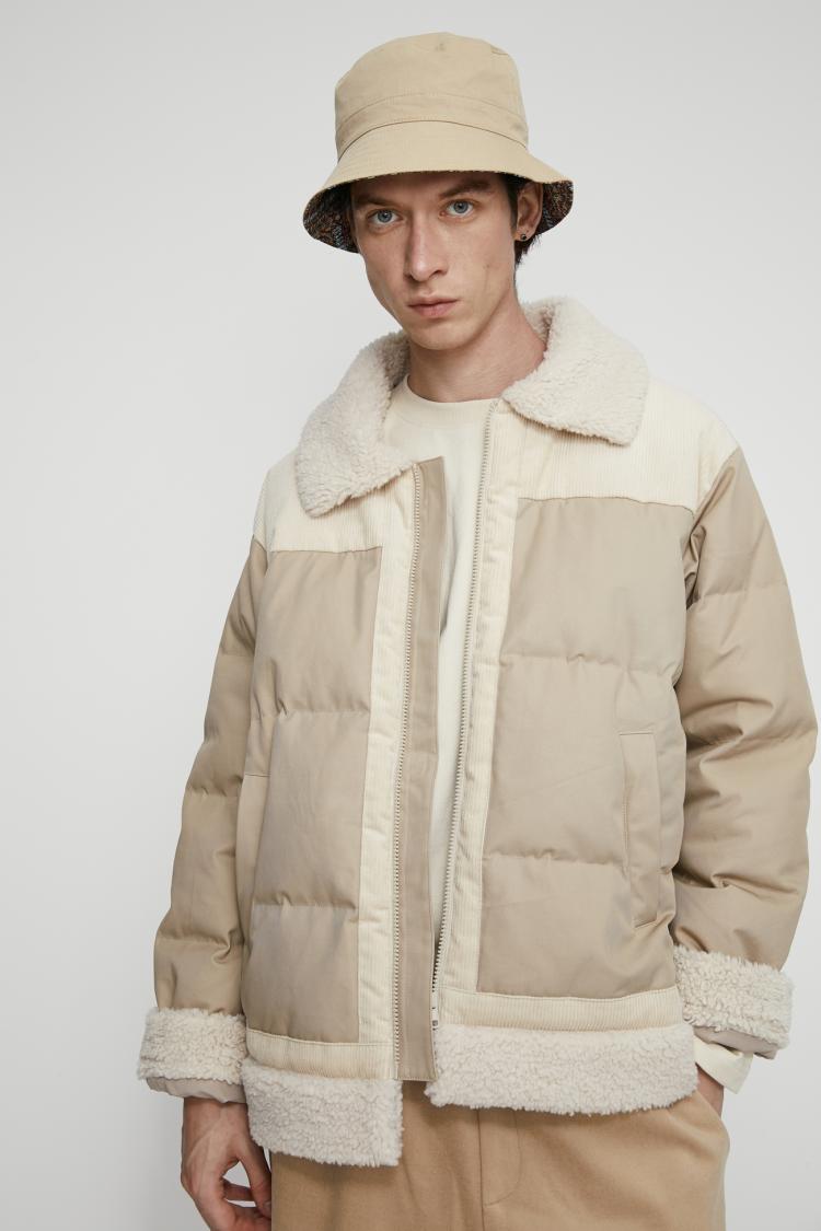 urban revivo ur时尚翻领休闲复古羽绒服外套ml46r1kn2002 深卡其 xl