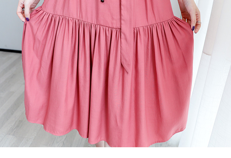 【翻领收腰简约无袖连衣裙女】21夏季新款气质休闲修身长裙女 褐粉色