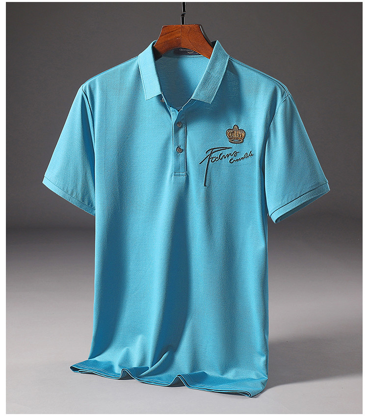 专柜夏季新品经典时尚草体logo设计百搭舒适男polopolo衫 葱青色 m