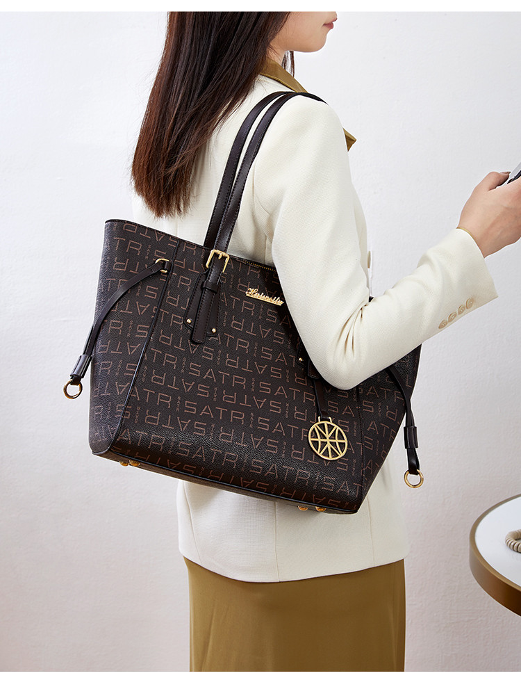 皓顿hautton唯品定制新款经典印花大容量托特包女手提包单肩包女包深