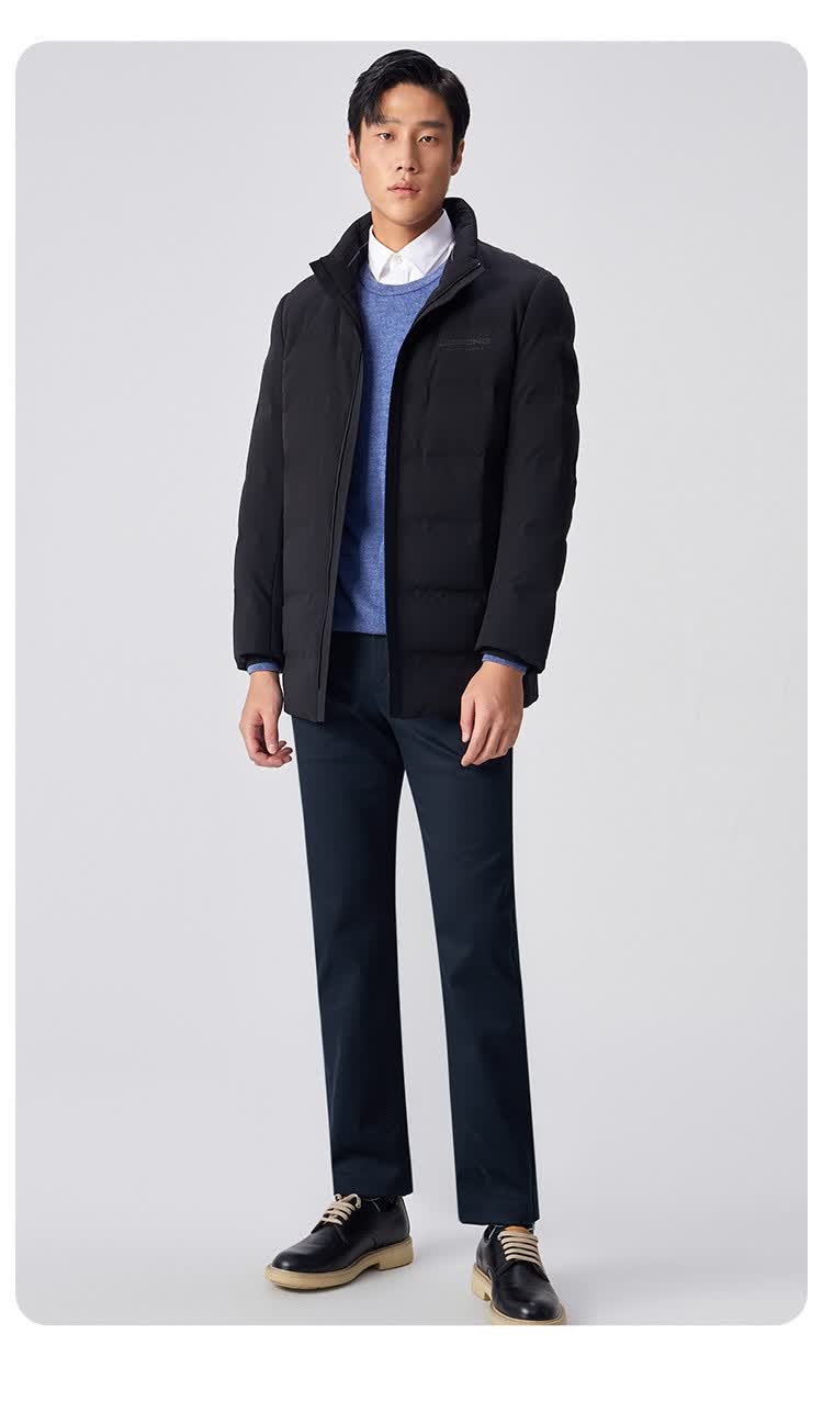 九牧王joeone 【90%鹅绒】2020冬季新品防风保暖男士中长款羽绒服男