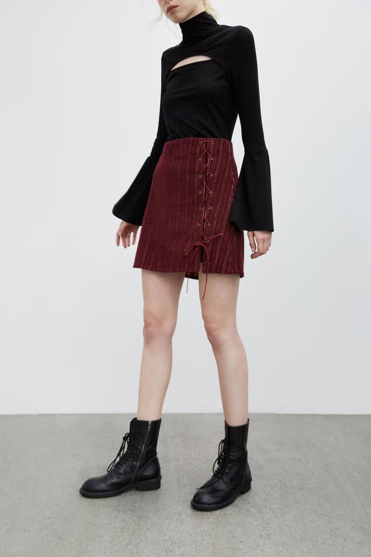 urban revivo ur青春简约a型修身版型薄款半身裙yl46r5an2000 黄棕 m