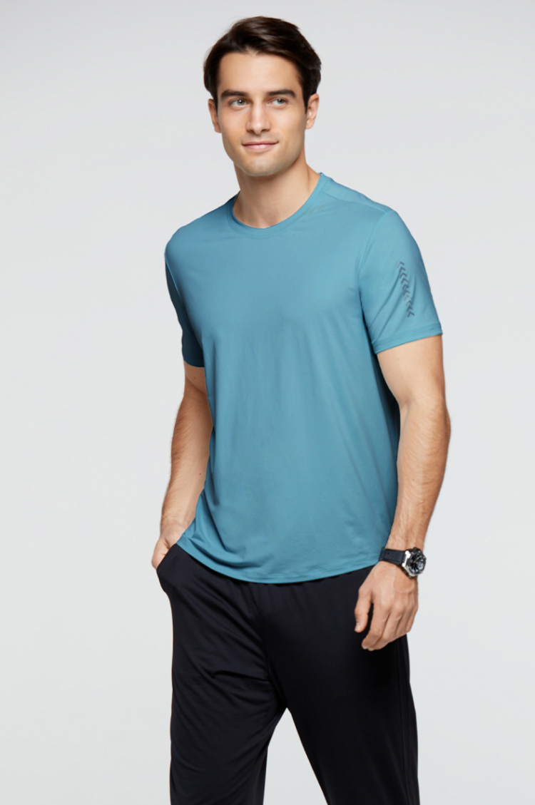 爱慕先生短袖男士t恤21ss酷黑运动系列运动上衣ns62e442 水蓝色 185