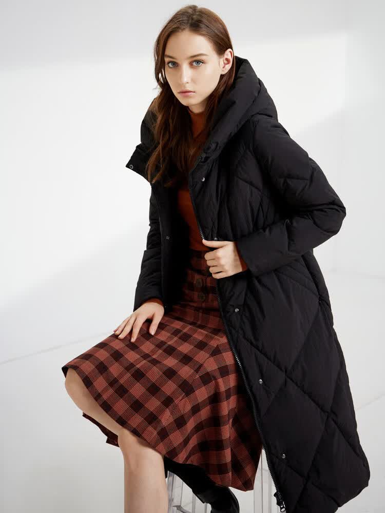 波司登bosideng 【长款】女长款潮流过膝冬羽绒服 烟灰蓝 l