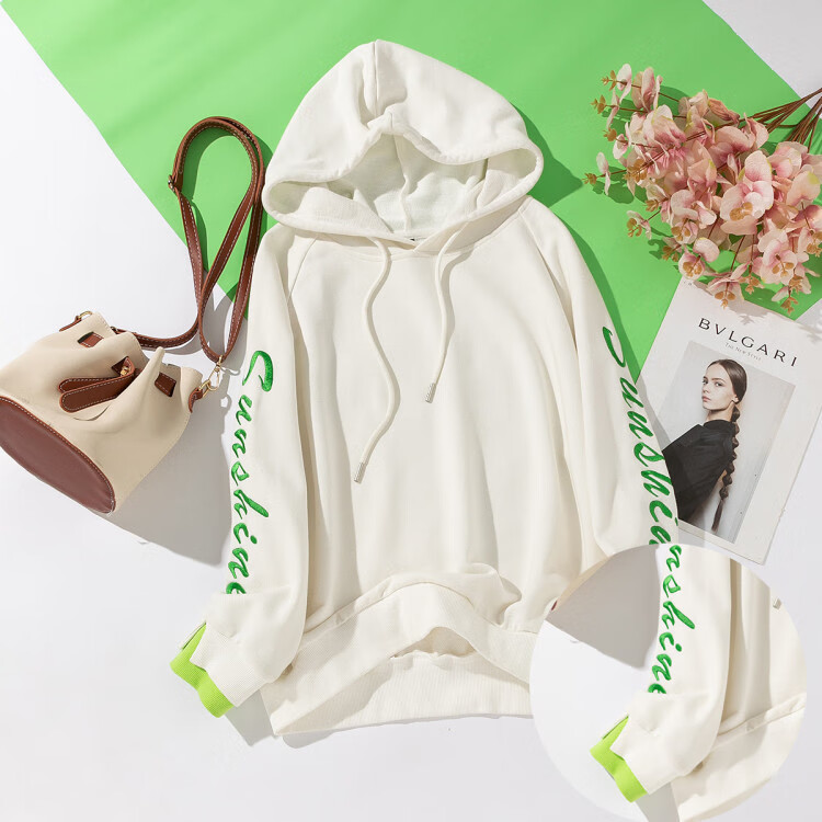 圣天狐fairy-fox 春季新款韩版ins潮个性上衣bf帅气女式卫衣 白色 s